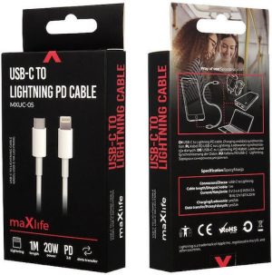 Maxlife USB-C to Lightning Cable 20W Λευκό 1m