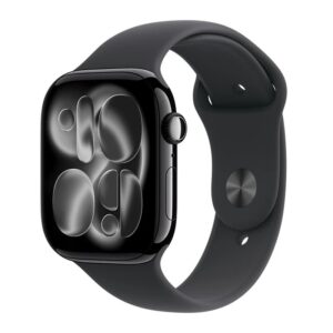 Apple Watch Series 11 Aluminium 46mm Αδιάβροχο με Παλμογράφο (Jet Black Aluminium Case with Black Sport Band – S/M)