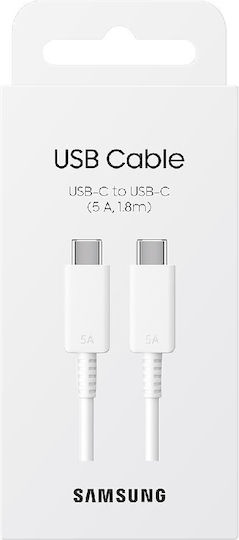 Samsung USB 2.0 Cable USB-C male – USB-C 100W Λευκό 1.8m (EP-DX510JWEGEU)