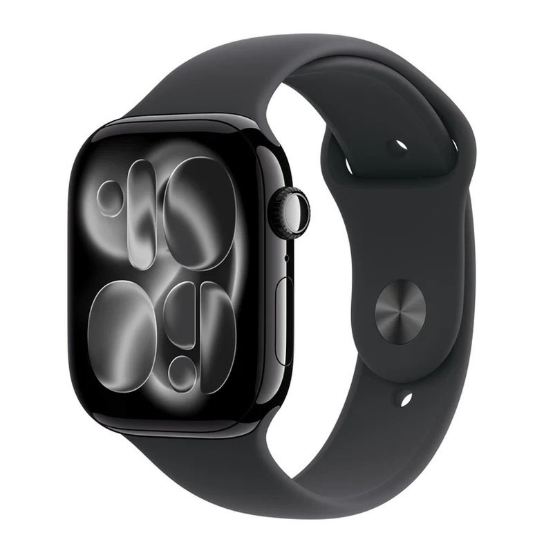Apple Watch Series 11 Aluminium 46mm Αδιάβροχο με Παλμογράφο (Jet Black Aluminium Case with Black Sport Band - S/M)_0