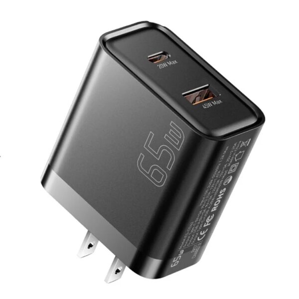 Essager Φορτιστής Χωρίς Καλώδιο GaN με Θύρα USB-A και 2 Θύρες USB-C 65W Μαύρος (ECT2CA-JZB01-Z)