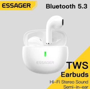 Essager Wireless Bluetooth 5.3 Headphones TWS Earphones Mini Heaset With Charging Case Mic semi in ear Earbuds For All Phone