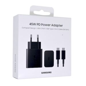 Samsung Φορτιστής με Θύρα USB-C και Καλώδιο USB-C – USB-C 45W Power Delivery Μαύρος