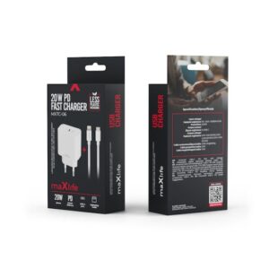 Maxlife Φορτιστής με Θύρα USB-C και Καλώδιο USB-C – TYPE C 20W Power Delivery Λευκός