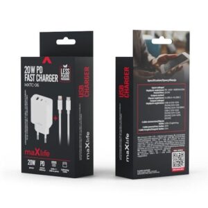 Maxlife Φορτιστής Θύρα USB-C και Καλώδιο USB-C – Lightning 20W Power Delivery Λευκός (MXTC-06-20AC)