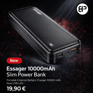 Essager 10000mAh Slim Power Bank Portable External Battery Charger 10000 mAh Dual USB LED