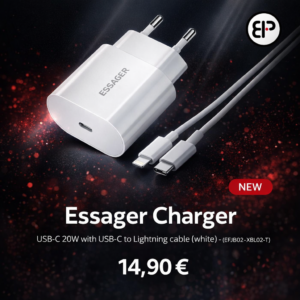 Essager Charger USB-C 20W with USB-C to Lightning cable (white) – (EFJB02-XBL02-T)