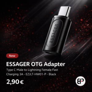 ESSAGER OTG Adapter Type C Male to Lightning Female Fast Charging 3A – EZJLT-HW01-P – Black
