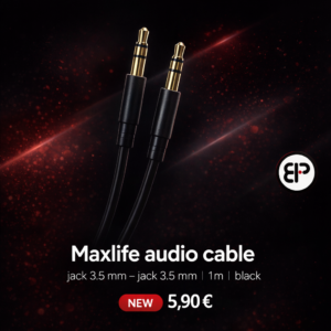 Maxlife audio cable jack 3.5 mm – jack 3.5 mm 1m black
