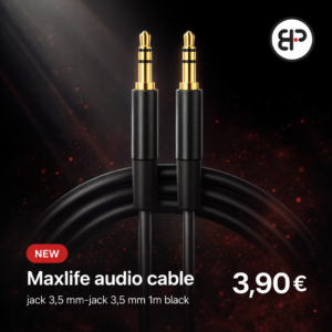 Maxlife audio cable jack 3,5 mm-jack 3,5 mm 1m black