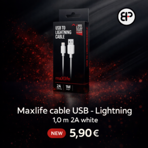 Maxlife cable USB – Lightning 1,0 m 2A white