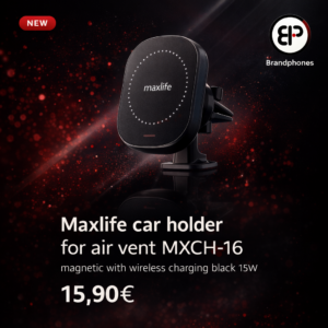 Maxlife car holder for air vent MXCH-16 magnetic with wireless charging black 15W