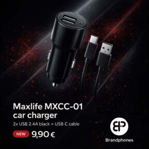 Maxlife MXCC-01 car charger 2x USB 2.4A black + USB-C cable