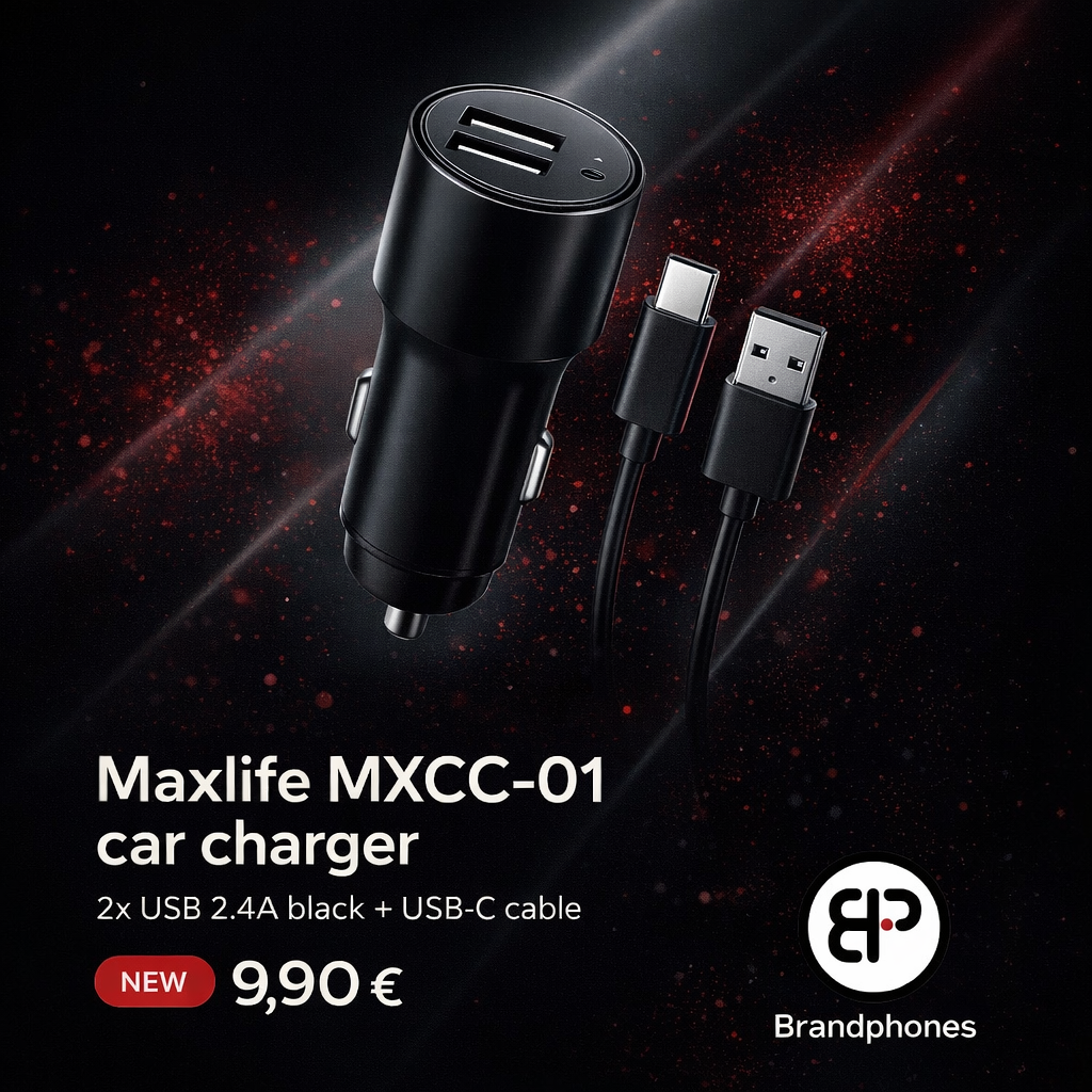 Maxlife MXCC-01 car charger 2x USB 2.4A black + USB-C cable - Image 2