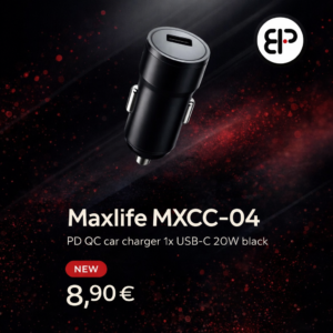 Maxlife MXCC-04 PD QC car charger 1x USB-C 20W black