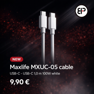Maxlife MXUC-05 cable USB-C – USB-C 1,0 m 100W white