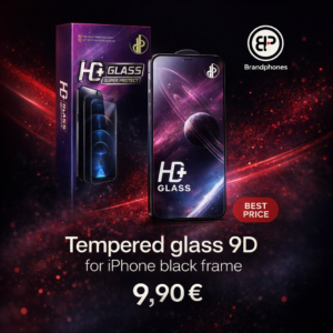 Tempered glass 9D for iPhone black frame