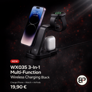 WX035 3-In-1 Multi-Function Wireless Charging Black