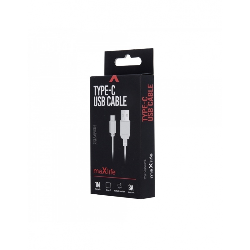 Maxlife Cable Usb-USB-C 1,0m 3A white_0