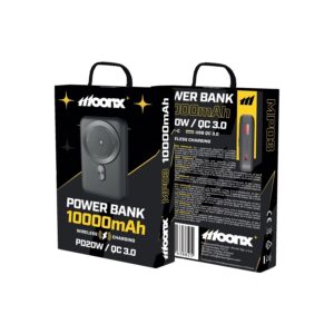 MOONX magnetic power bank MP03 PD 20W 1xUSB-C + 1xUSB QC3.0 22.5W 10000mAh black