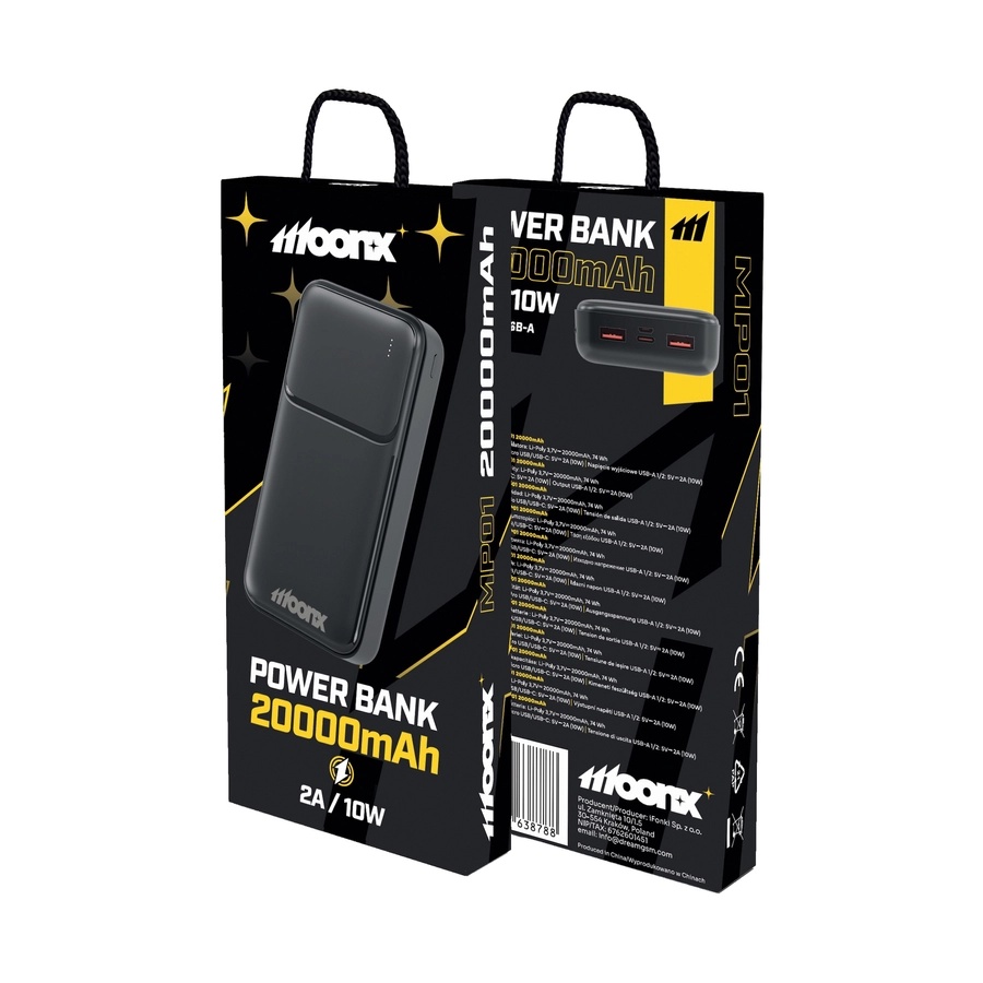 MOONX power bank MP01 2A 10W 2xUSB 20000mAh black_0