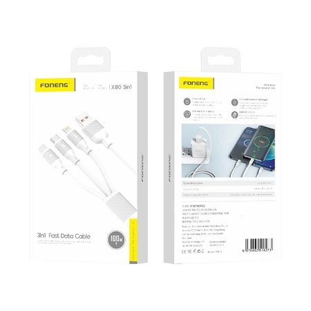 FONENG cable X80 3w1 100W 3A 1.2M White_0
