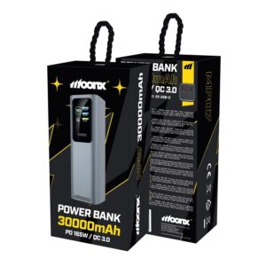 MOONX power bank MP07 PD 165W 2xUSB-C + 1xUSB QC3.0 22.5W 30000mAh silver