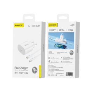 FONENG wall charger EU39 PD 20W 1xUSB-C + cable USB-C – Lightning White